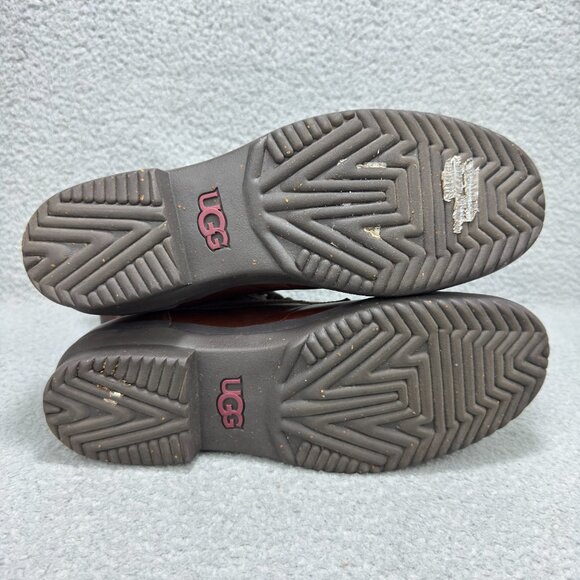 UGG Boots Womens 10 Shoes Brown Kesey Waterproof Shearling Zipper Ankle Booties - Picture 7 of 13